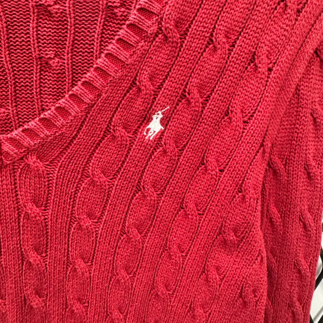 폴로 랄프로렌 케이블 니트 화이트 포니 포인트 레드 상품이미지5