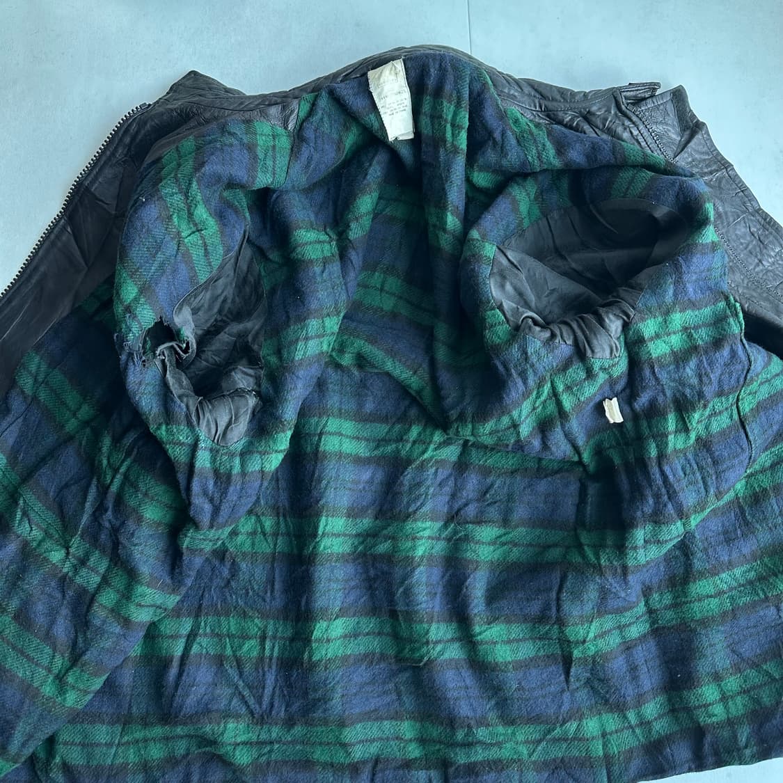 70s VTN inderstries 프렌치 파이어맨 하이넥 레더 코트 상품이미지9