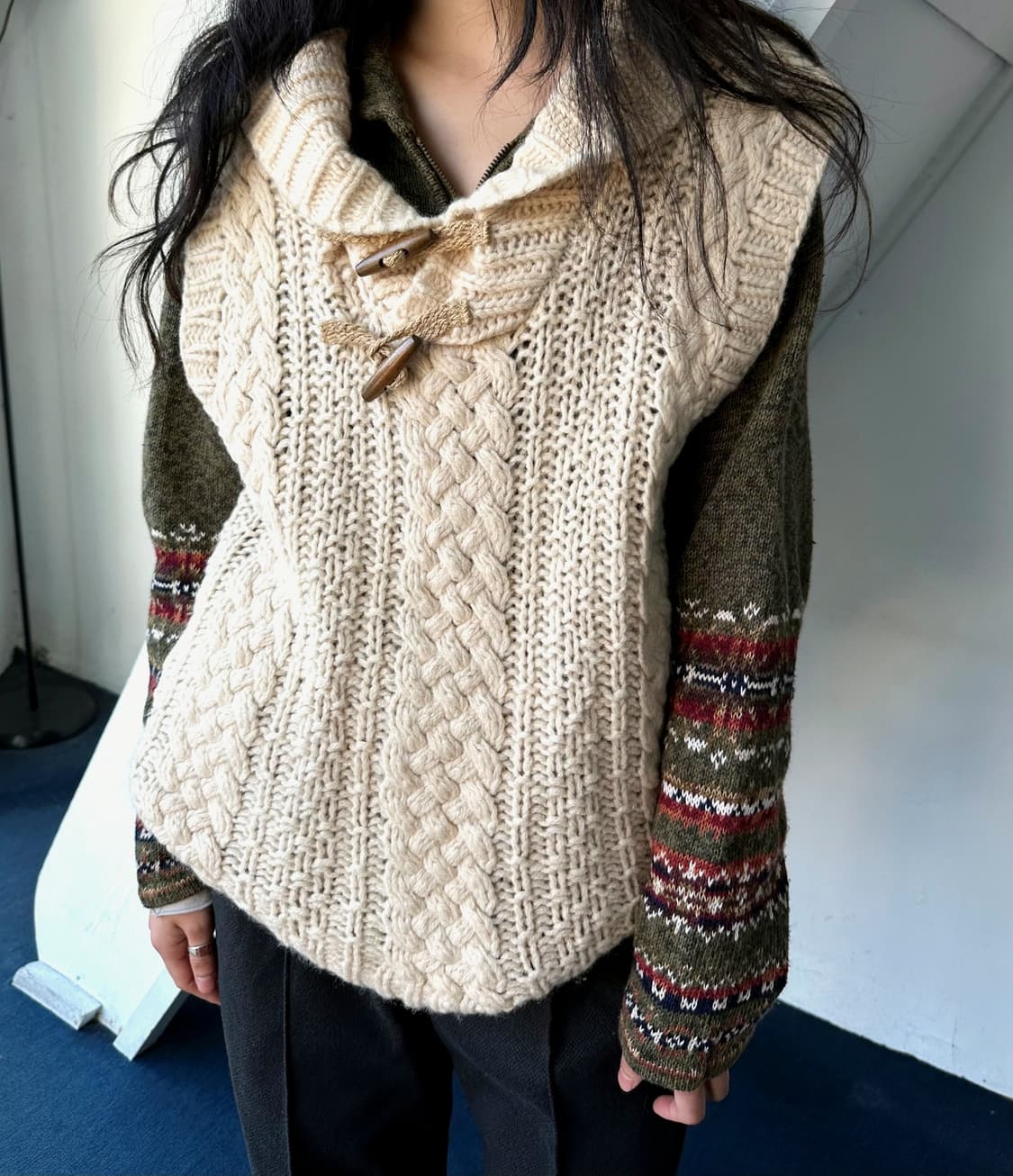 Low gauge loose woven knit vest 상품이미지10