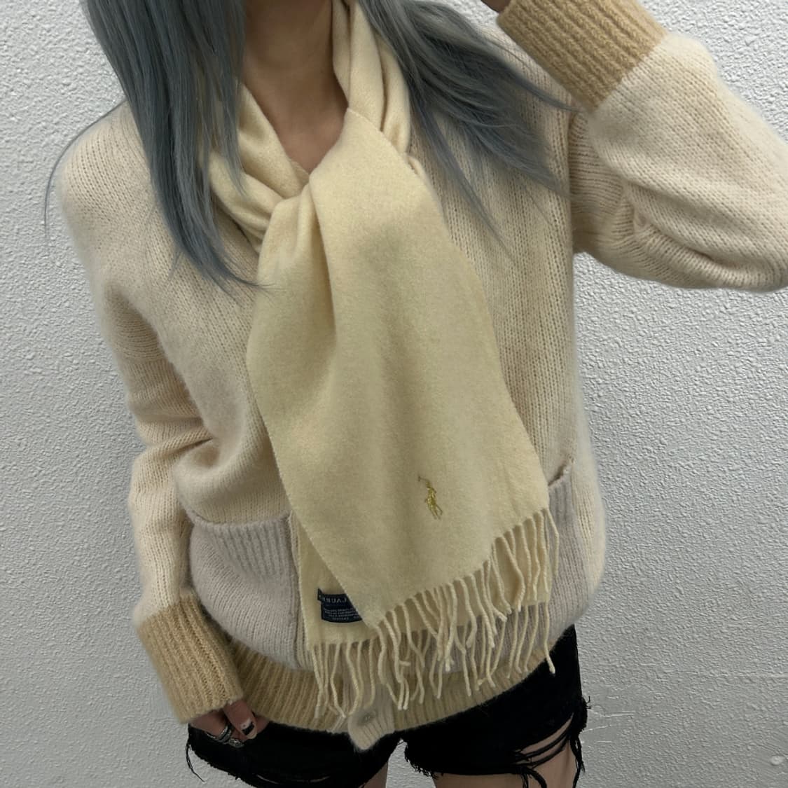 폴로 랄프로렌 골드포니 아이보리 울 머플러 상품이미지2