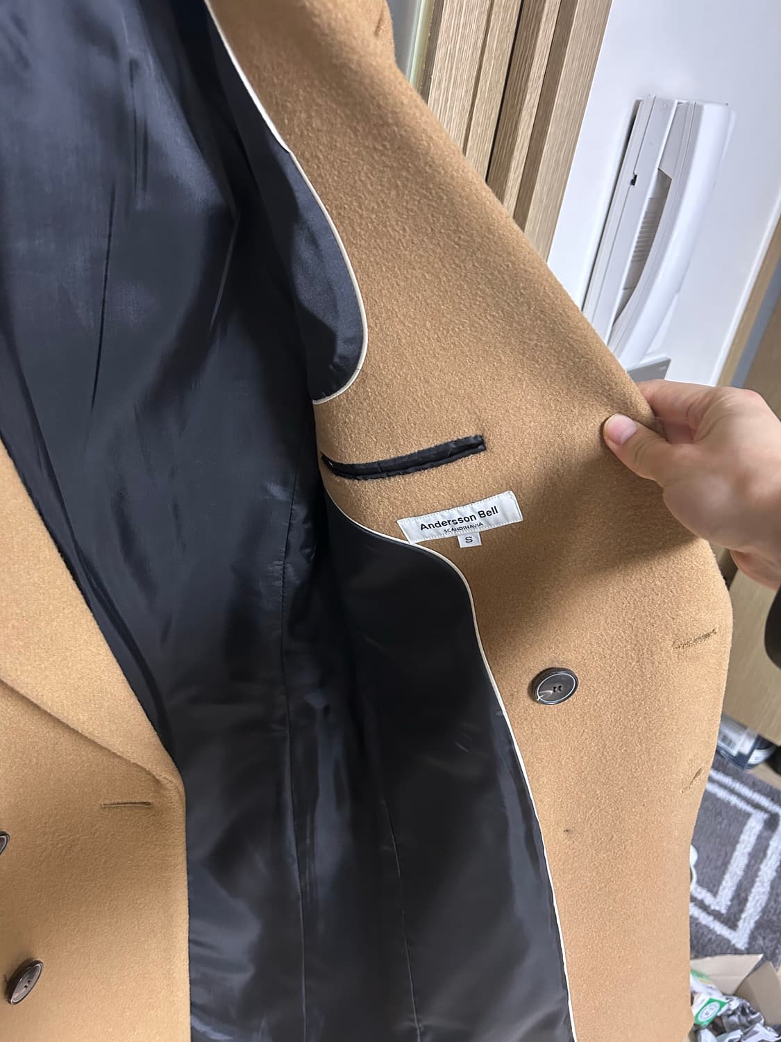 [S] 앤더슨벨 가렛 더블코트 (베이지) 상품이미지4