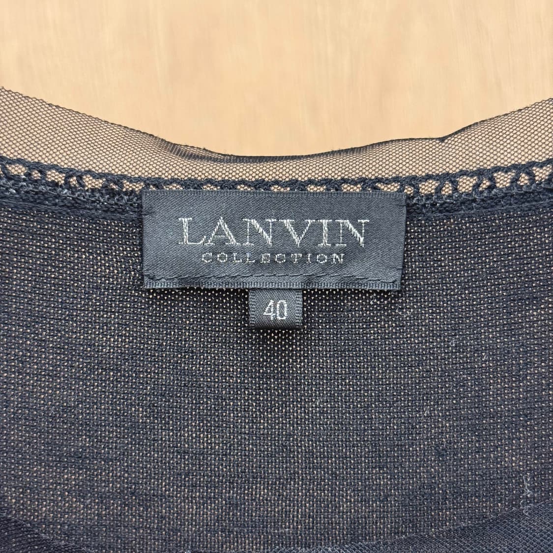 랑방 컬렉션 라운드넥 7부 슬리브 니트 시스루 리본 디테일 블랙 상품이미지7