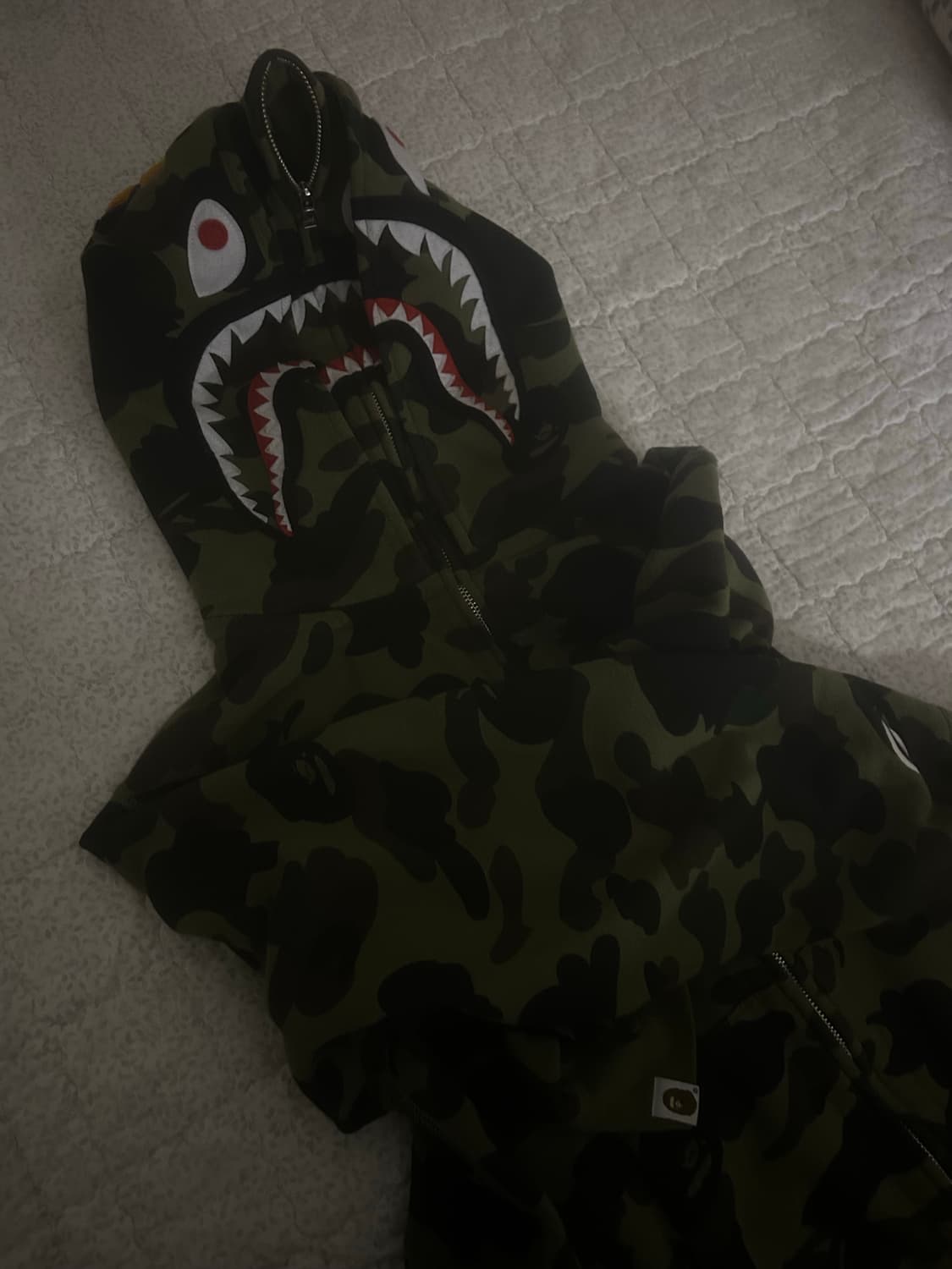 베이프 퍼스트 카모 샤크 풀 집 더블 후드 그린 상품이미지2