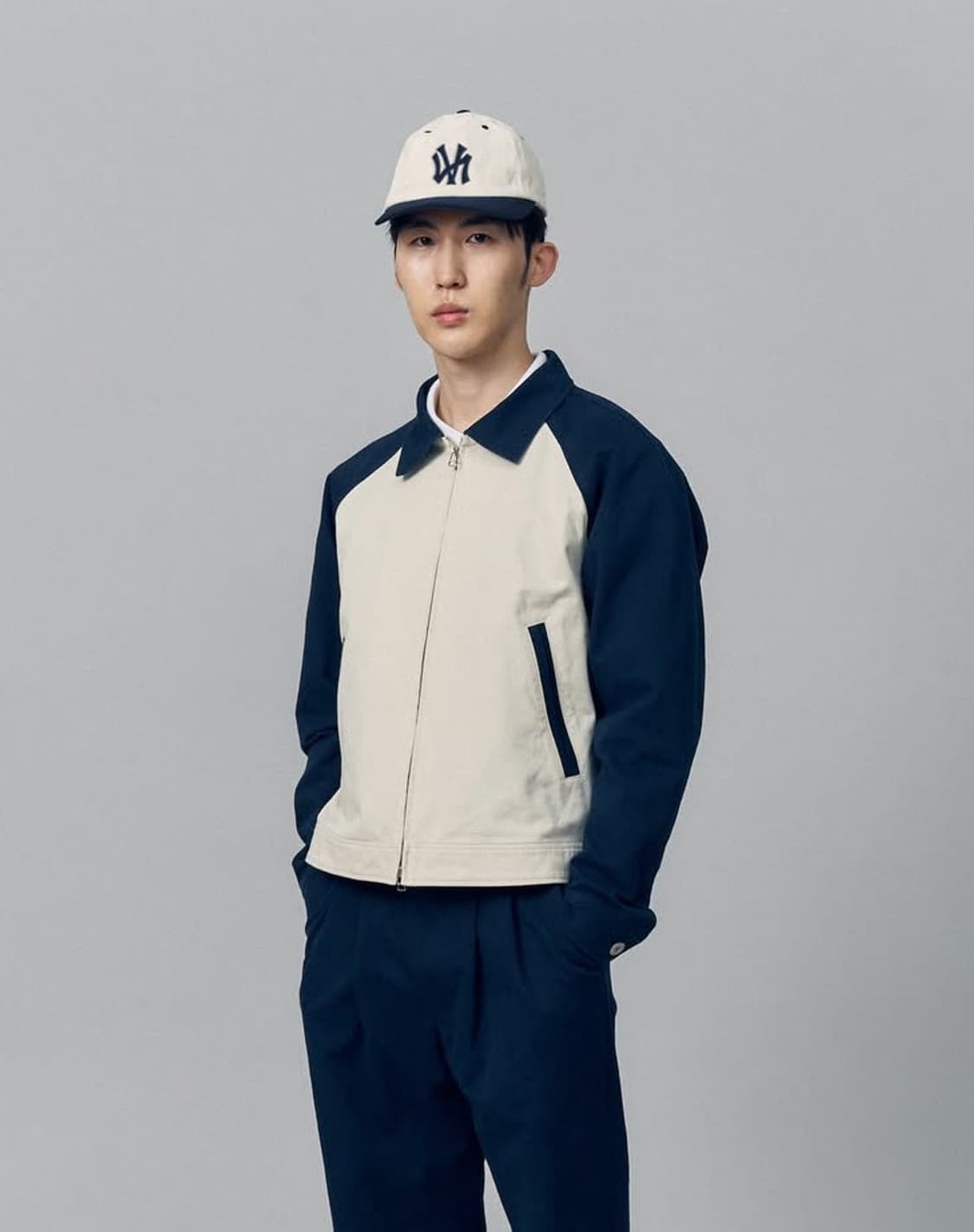 [m]더수베니어샵 래글런 슬리브 자켓 네이비 상품이미지4