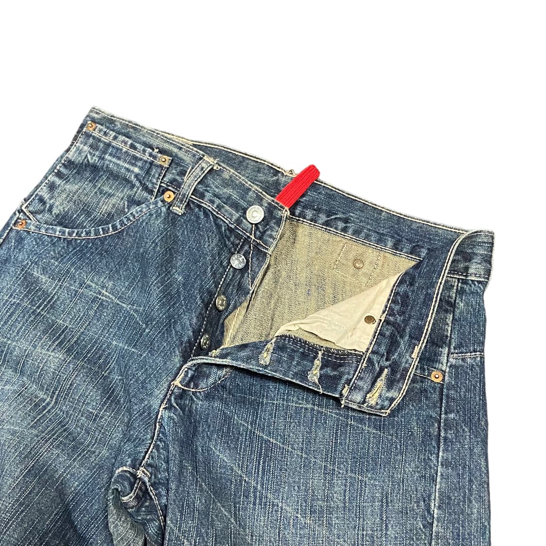 에비수 로고 자수 신치백 와이드 데님 팬츠 상품이미지4