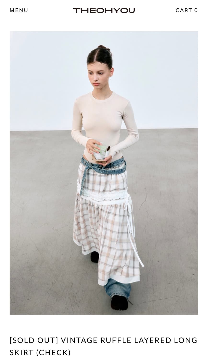 [구해요] 더오유 빈티지 러플 레이어드 롱 스커트 치마 상품이미지1