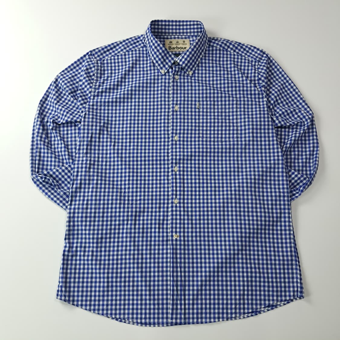 CK742 2XL 바버 엘라스틴 블루 마이크로깅엄체크 셔츠 남방 상품이미지1