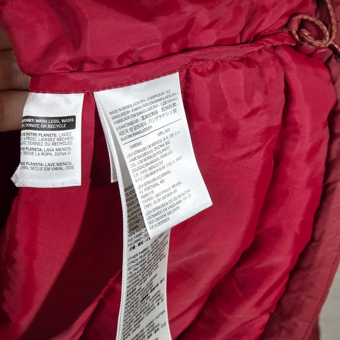 리바이스 코듀로이 배색 버건디 경량 패딩 상품이미지9