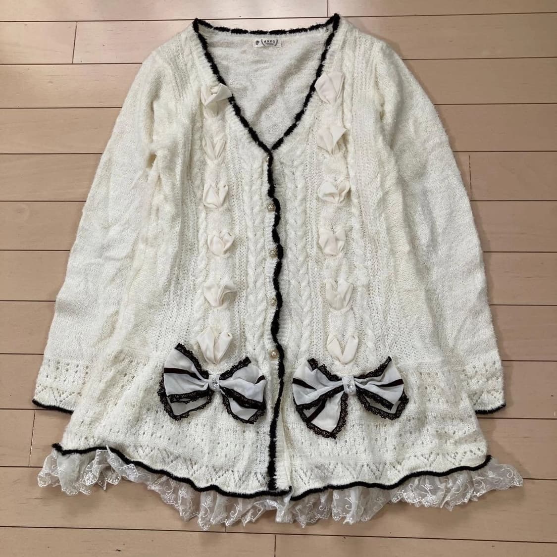 엑시즈팜 히메갸루 리본 니트 가디건 상품이미지1