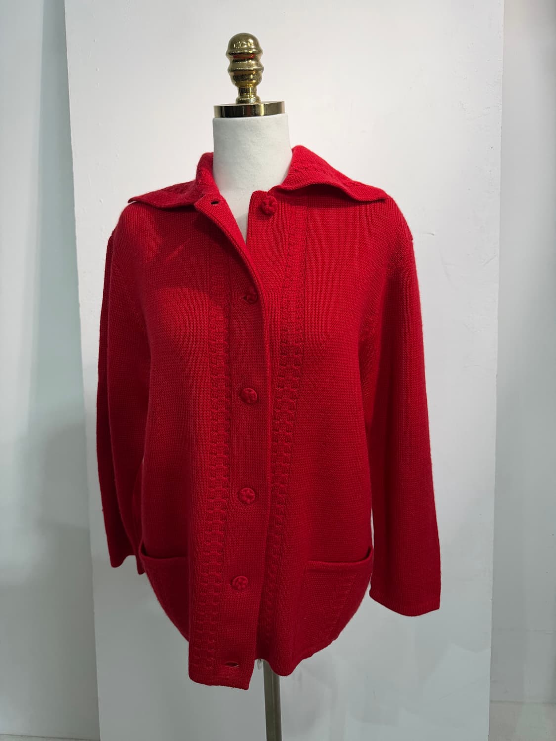 울 100% 레드 니트 가디건 L wool 100%  상품이미지1