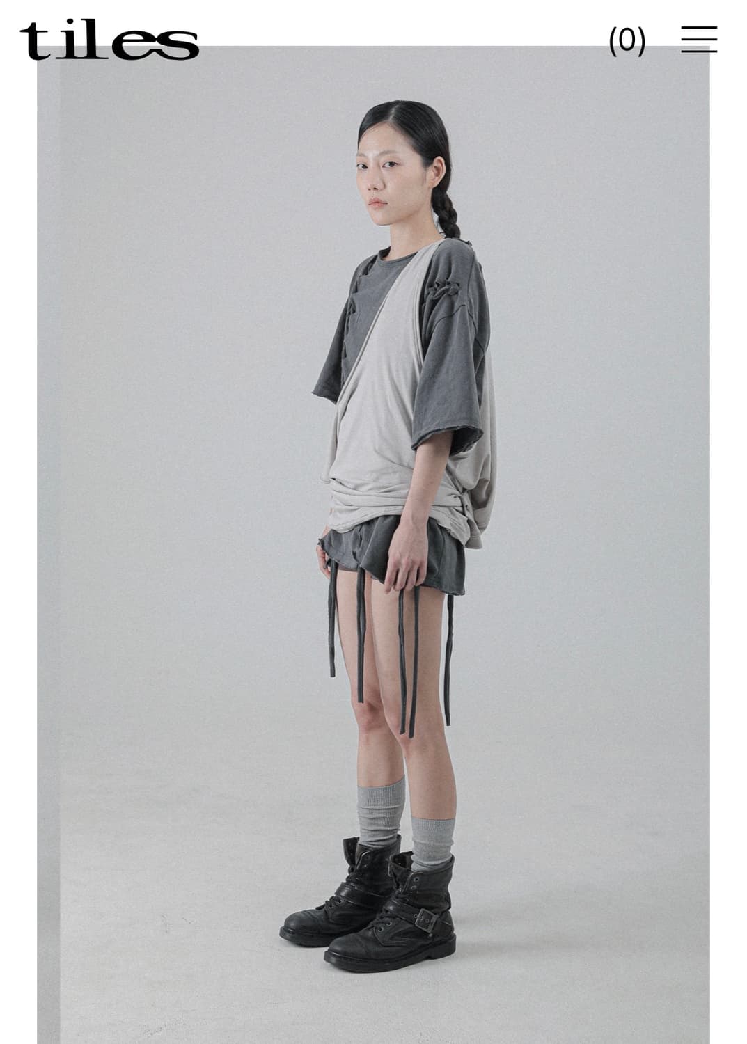 tiles 타일즈 rope half sleeve 반팔 차콜 상품이미지5