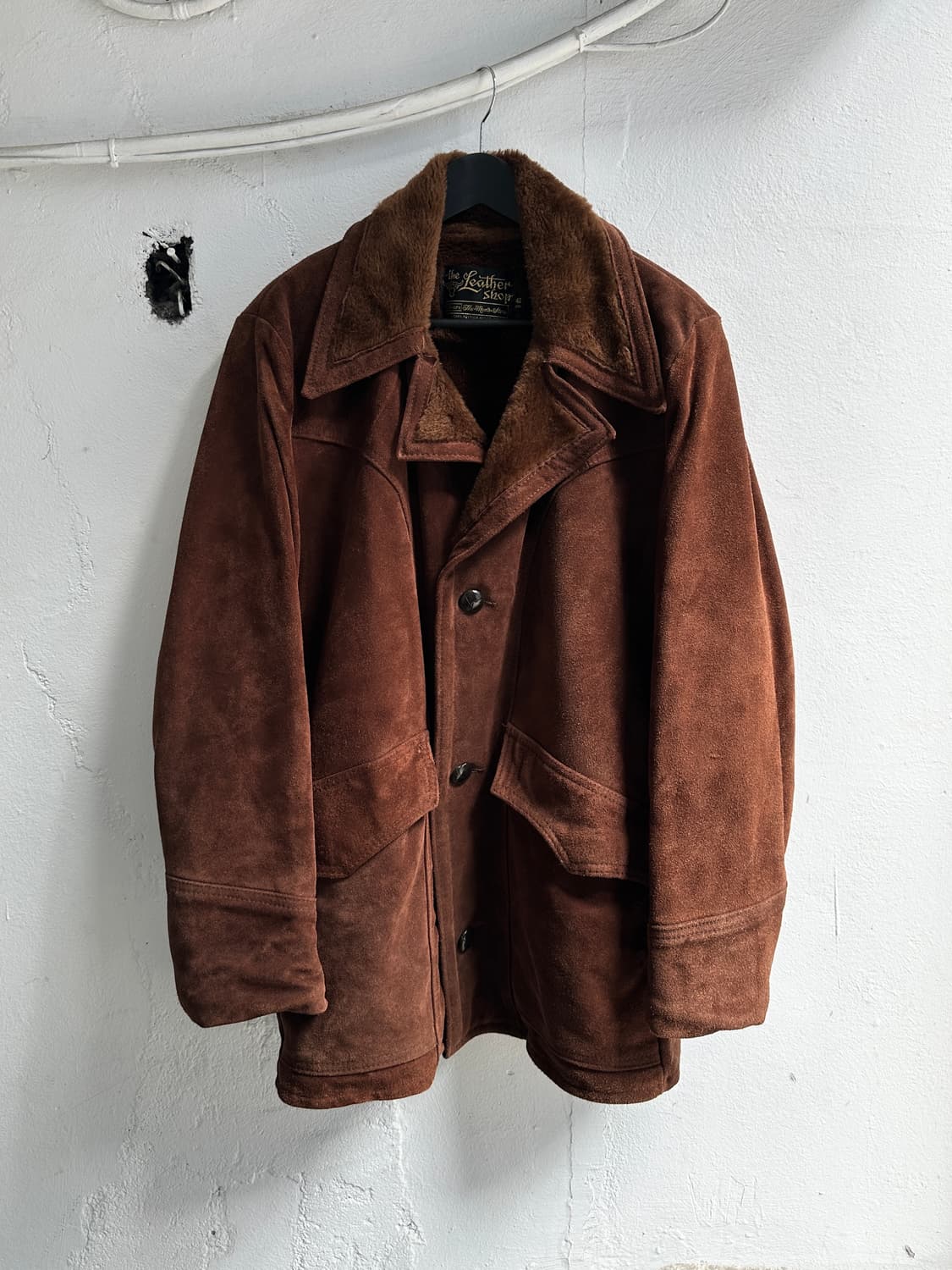 80's 빈티지 Sears 시어스 시어링 레더 스웨이드 코트 상품이미지1