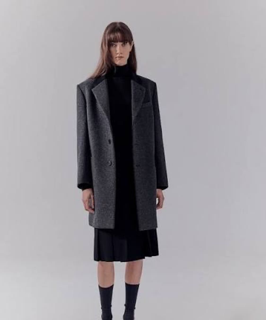 (우먼) 던스트 멜란지 그레이 울 싱글코트 상품이미지1