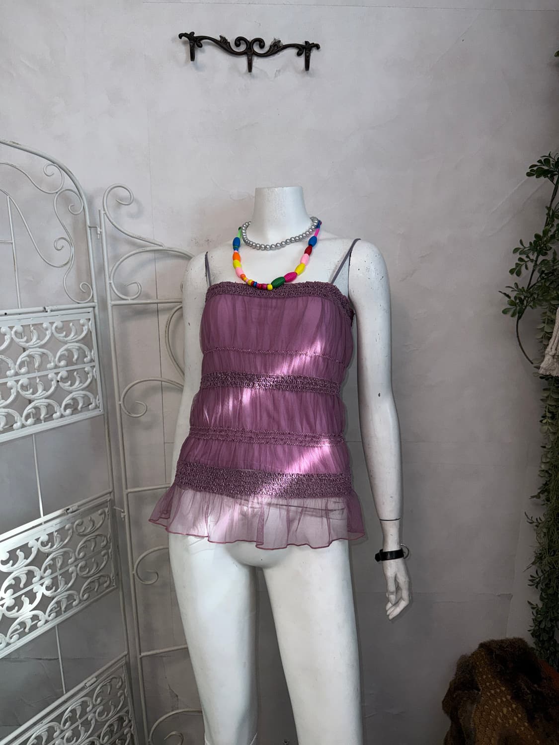 Violet chiffon ruffle lace sleevless 상품이미지5