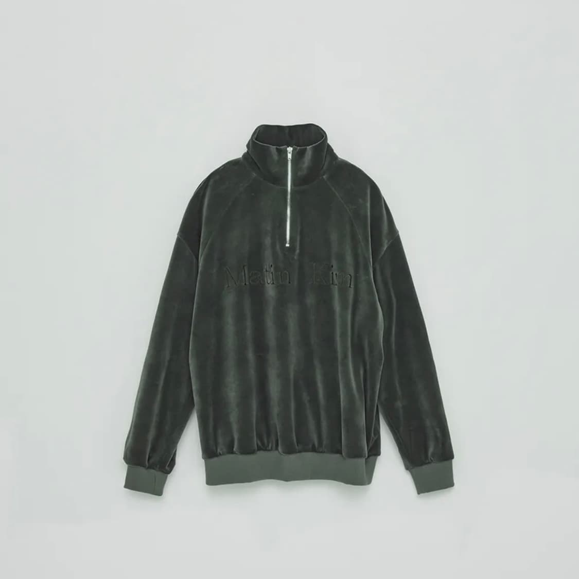 마뗑킴 벨벳 하프 집업 딥그린 상품이미지1