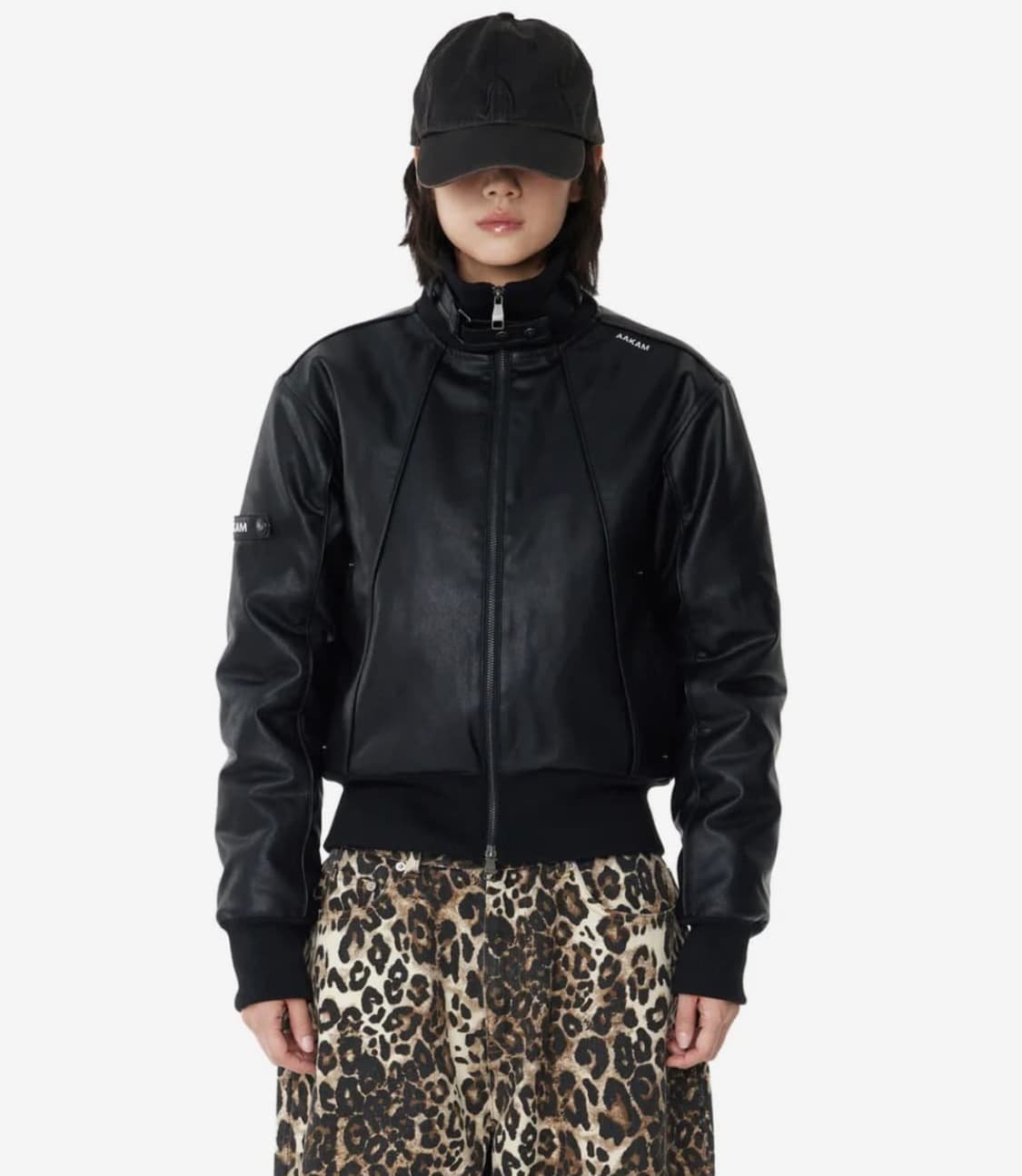 아캄 하이넥 레더 점퍼 상품이미지2