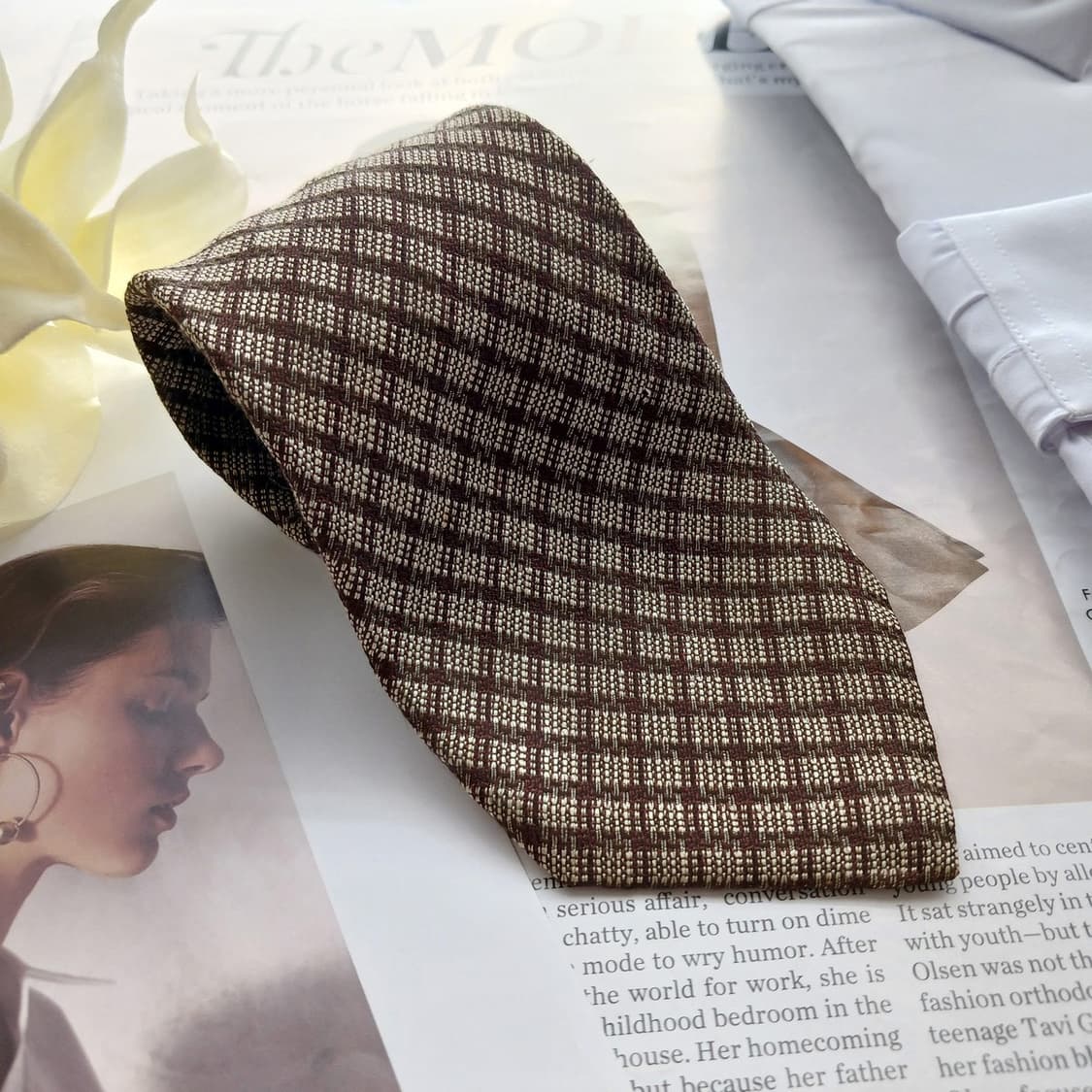 알테아 실크 브라운 체크 패턴 넥타이 9cm A+등급 A18684
 상품이미지2