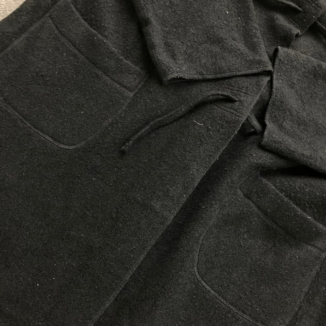 JPN VTG 블랙 울 후드 코트 M 상품이미지5