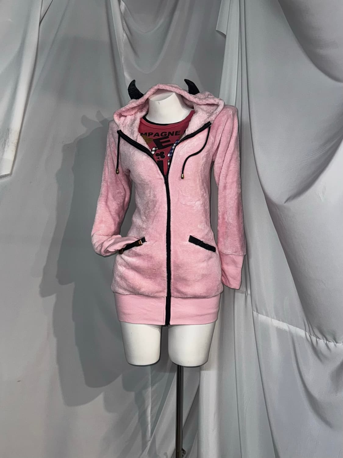 리즈리사 키치 히메 핑크 데빌 후드 딱붙 원피스 후드집업  상품이미지7