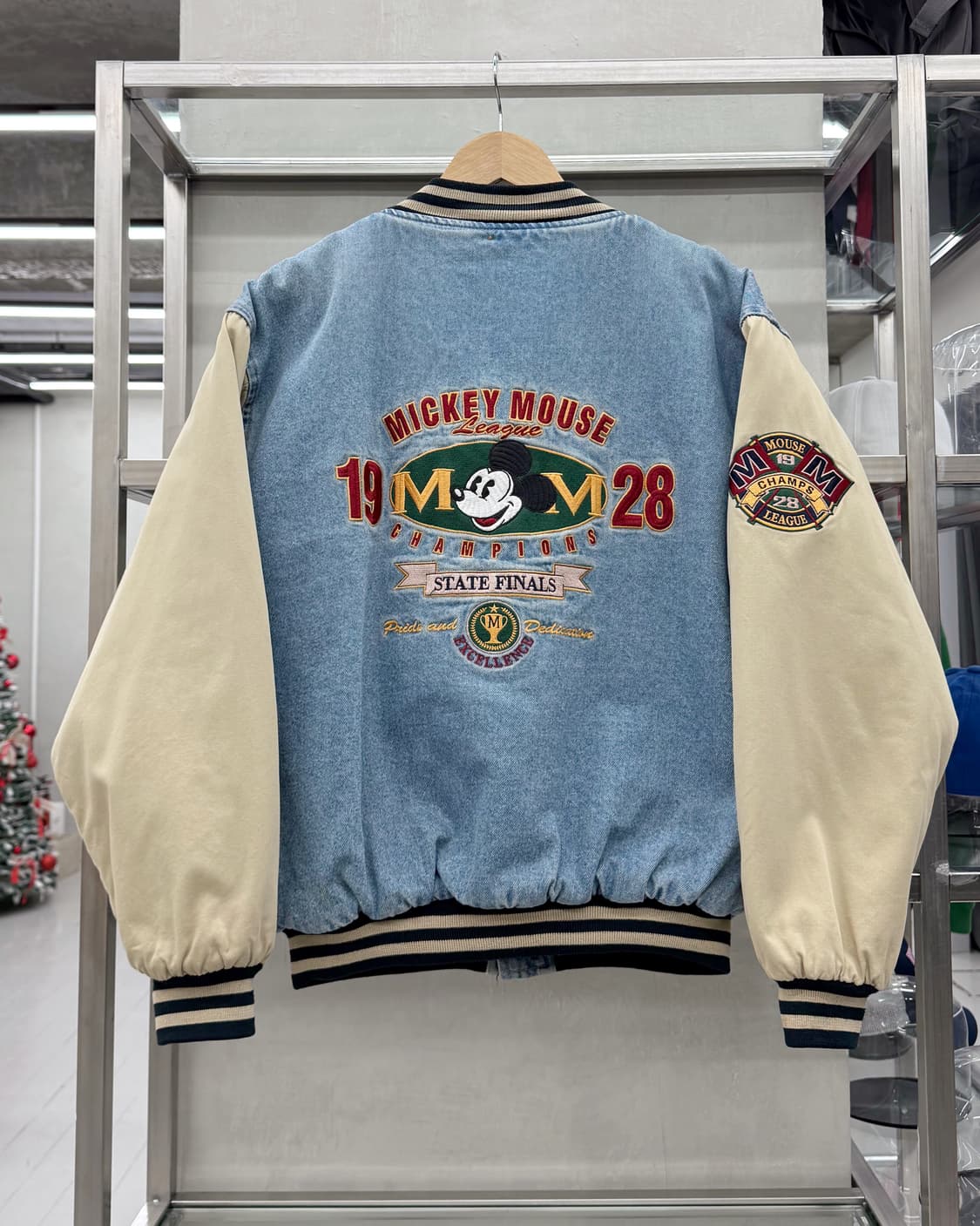 디즈니 00s 미키마우스 백로고 데님 바시티 자켓 상품이미지1