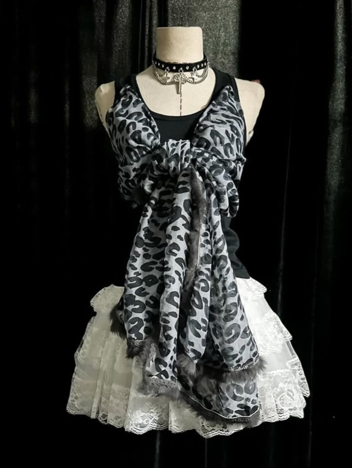 레오파드 호피 리본 나시 펑크 나나 갸루 오네갸루 상품이미지1