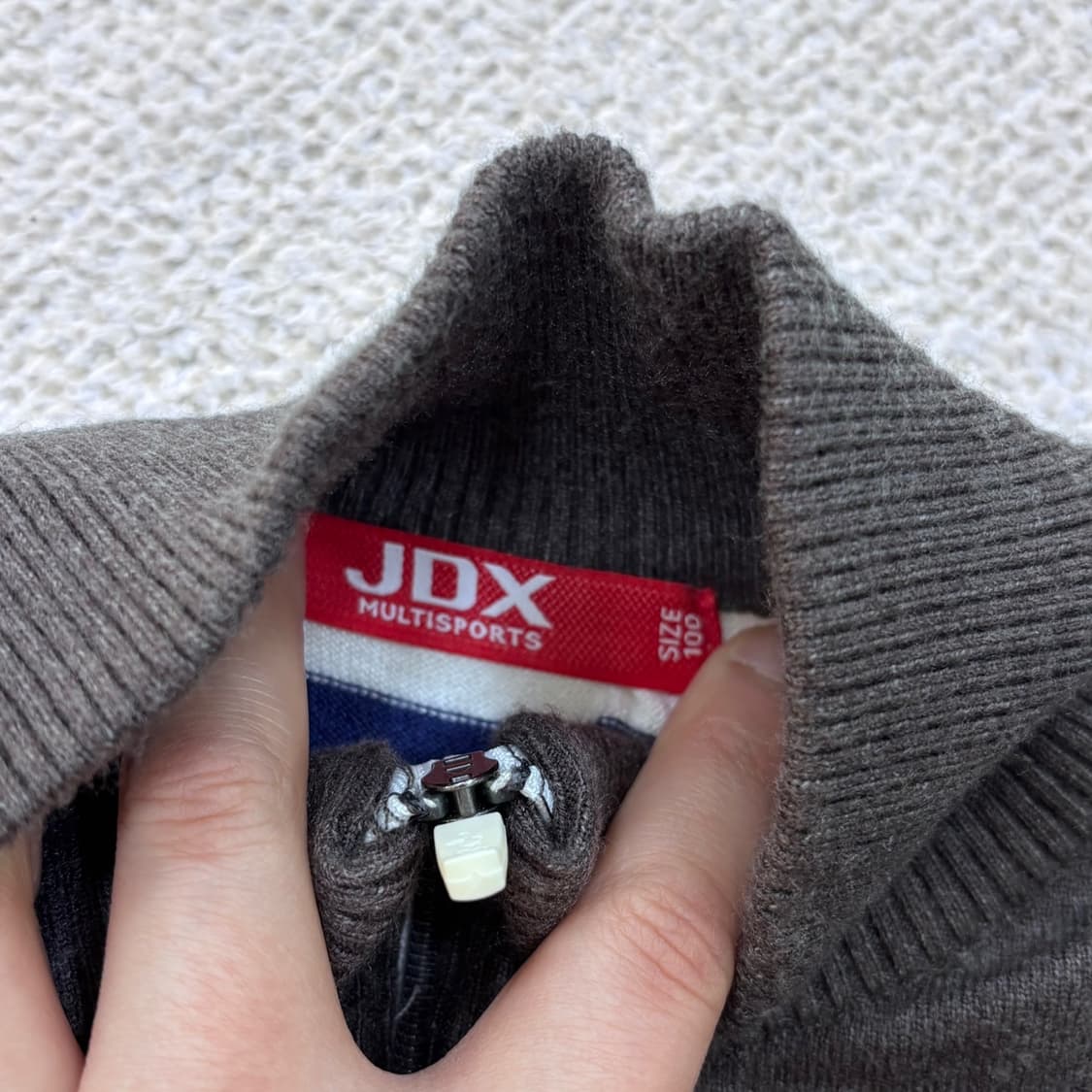 100 JDX 배색 쿼터집 긴팔 니트 0423E 상품이미지3