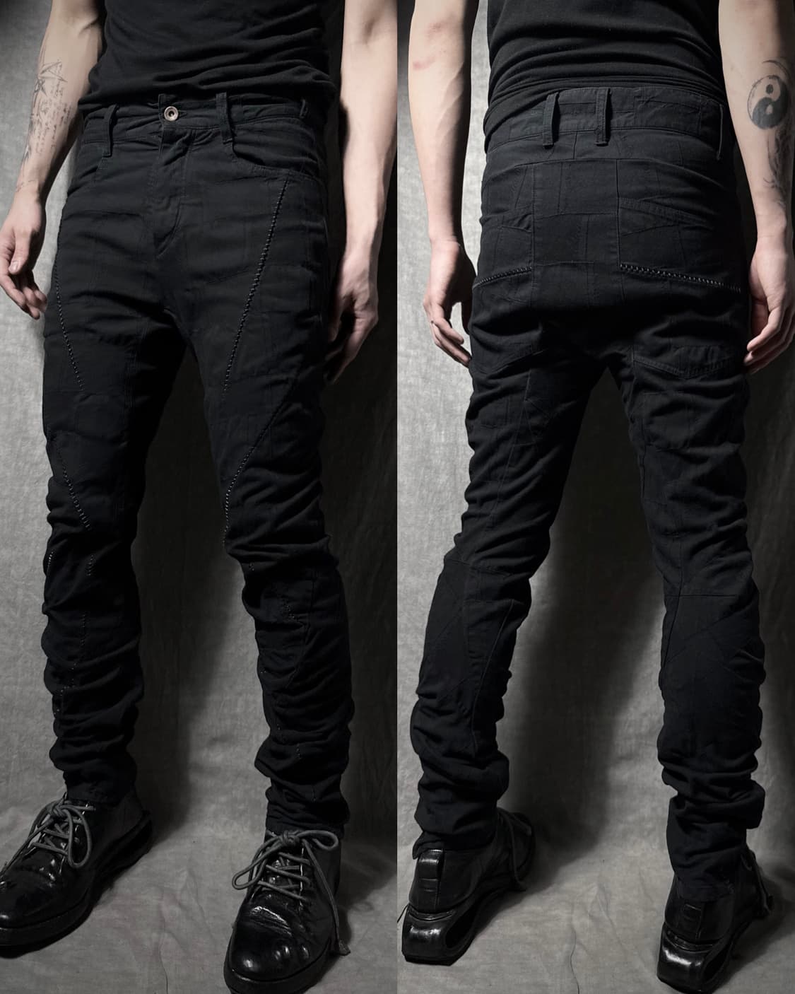 D.HYGEN Patchwork Overlock Curved Pants  상품이미지1