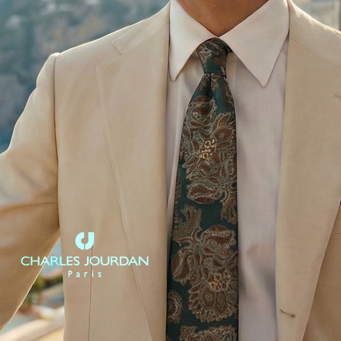 샤를 주르당 실크 페이즐리 패턴 넥타이 9.1cm B등급 A19563 상품이미지1