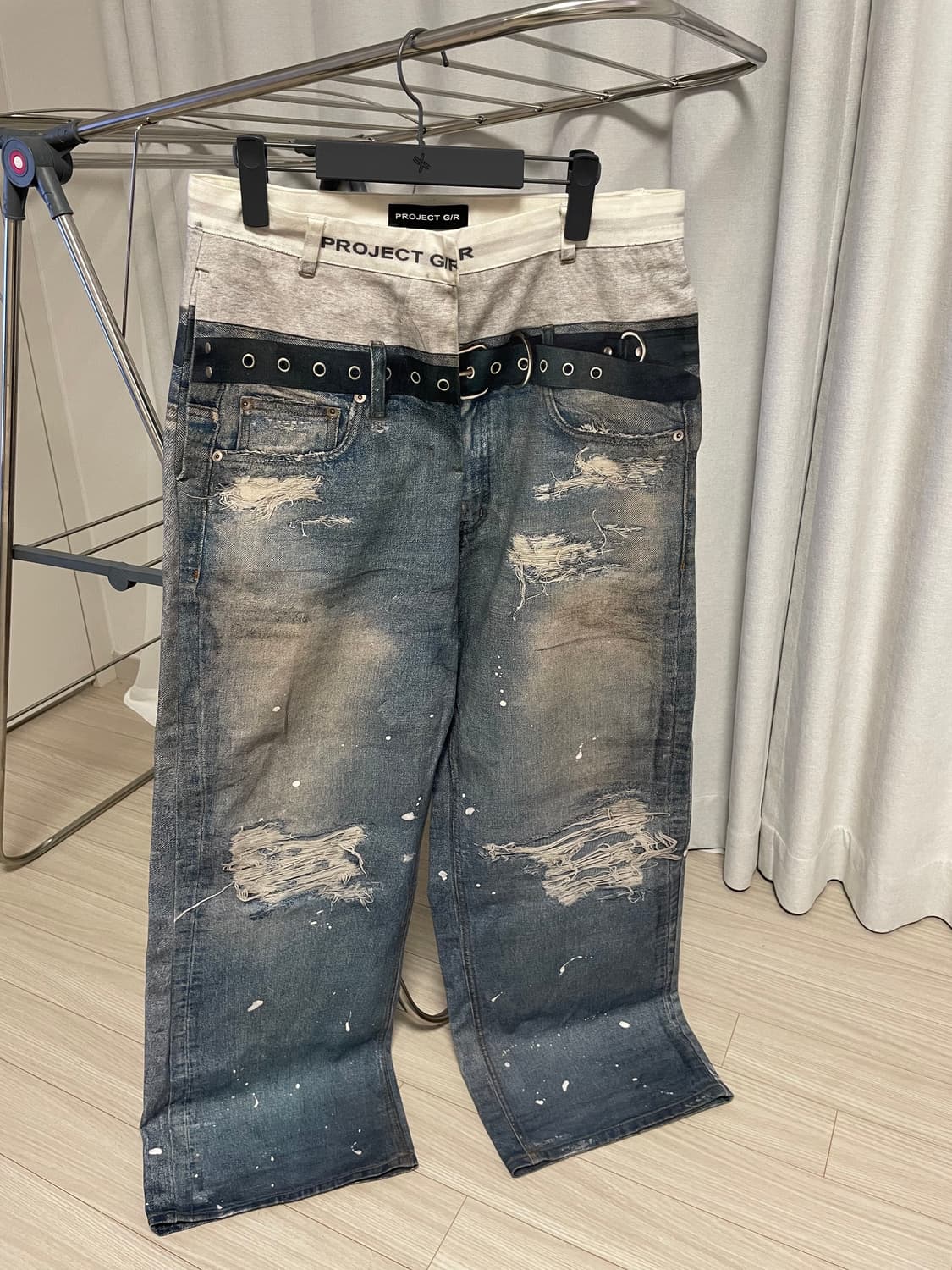 [2] 프로젝트 GR 트롱프 뢰유 데님 프린트 팬츠 블루 상품이미지3