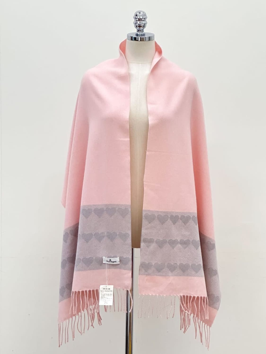 [새상품] courreges / 꾸레쥬 캐시미어 하트 핑크 머플러 상품이미지4