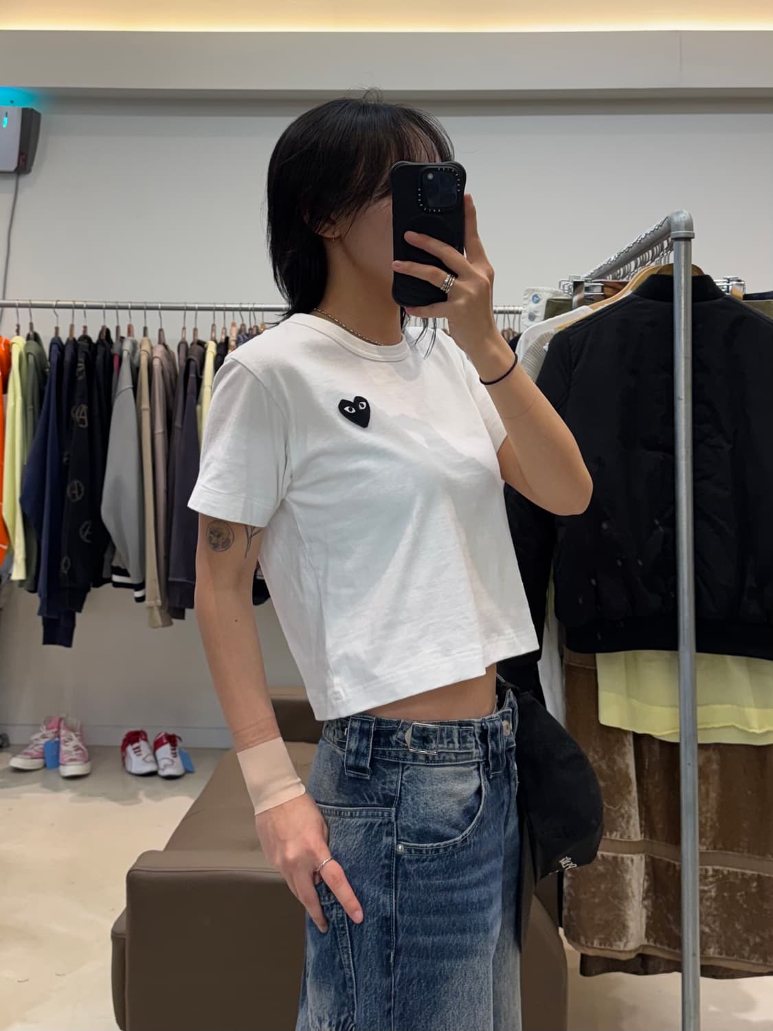 꼼데가르송 플레이 블랙하트 반팔 크롭티 상품이미지6