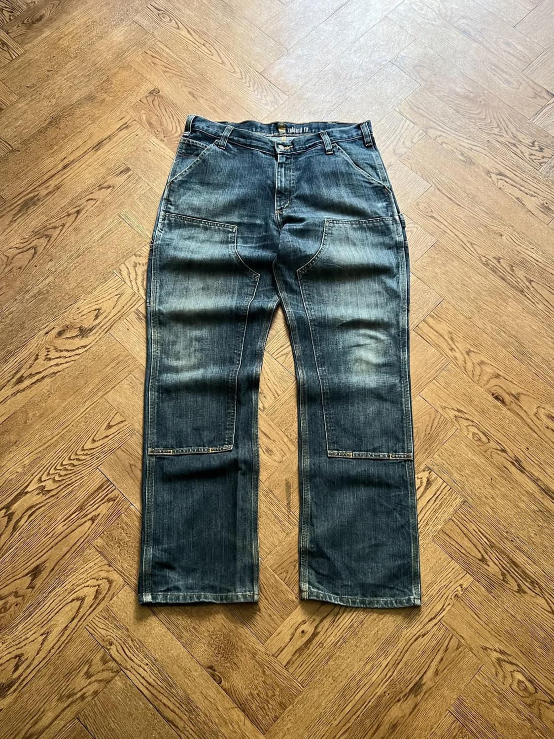 [36]칼하트 USA 빈티지 워싱 더블니 워크 데님 팬츠 상품이미지1