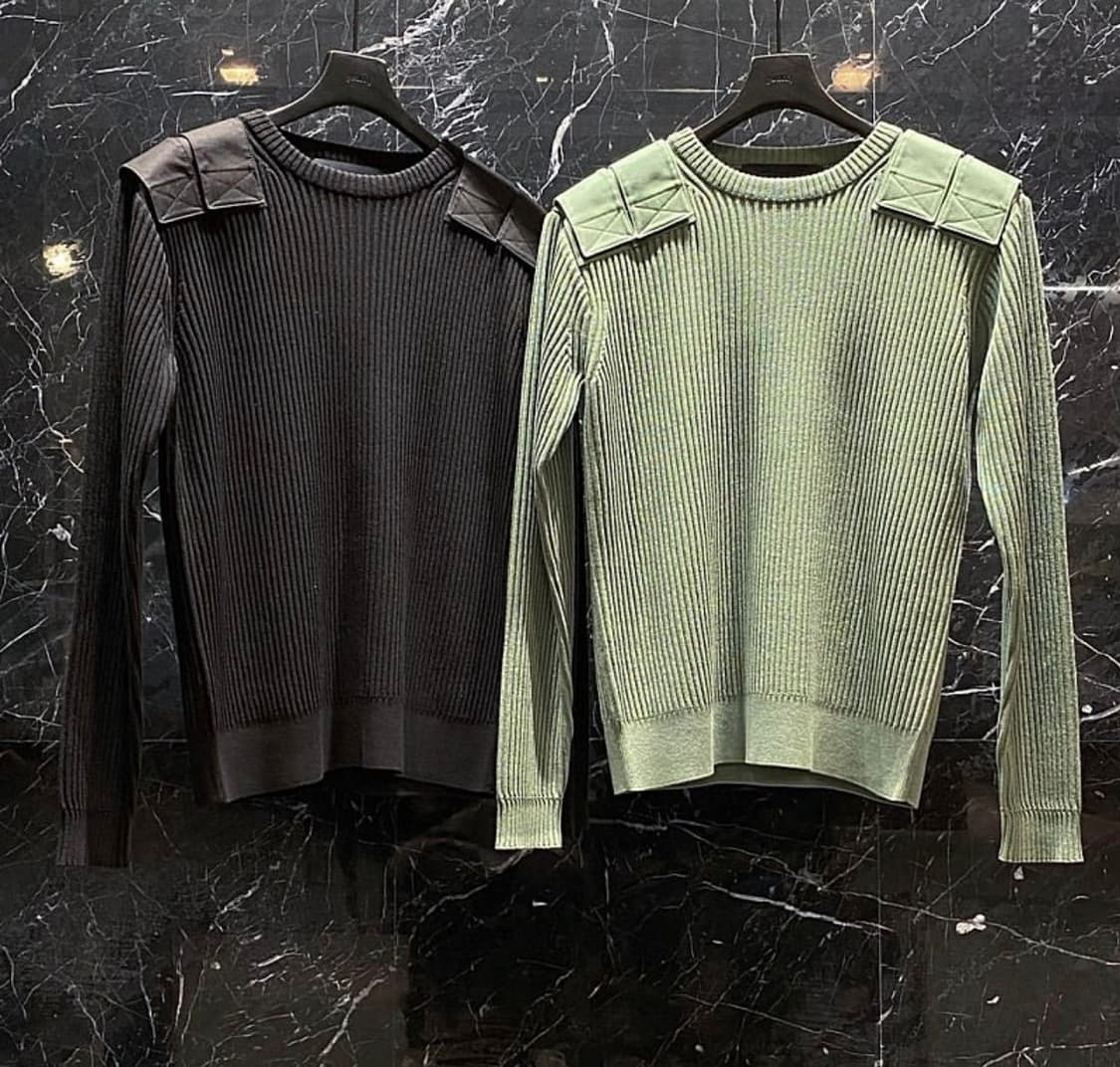 (새상품/S) 준지 FW21 코만도 견장 골지 니트 블랙 상품이미지1