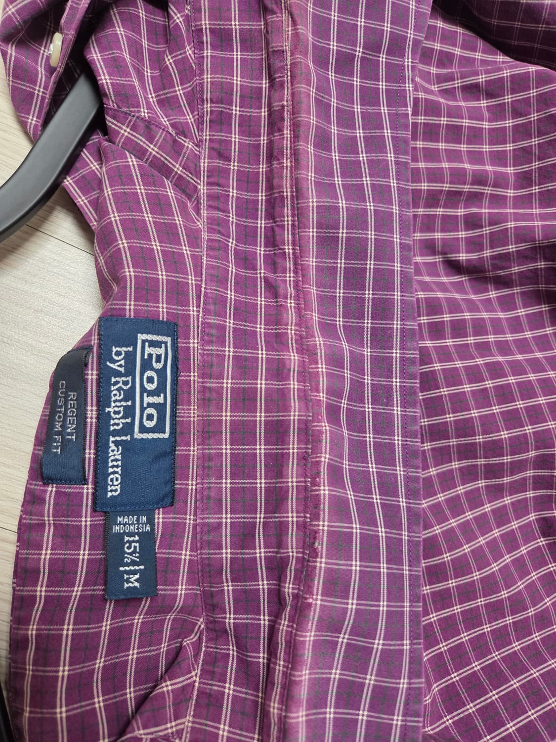 폴로 REGENT CUSTOM FIT 퍼플 체크 셔츠(M) 상품이미지6