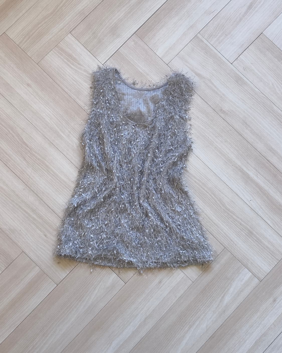 [Vintage] Feather Yarn Sparkle Tank Top 상품이미지1