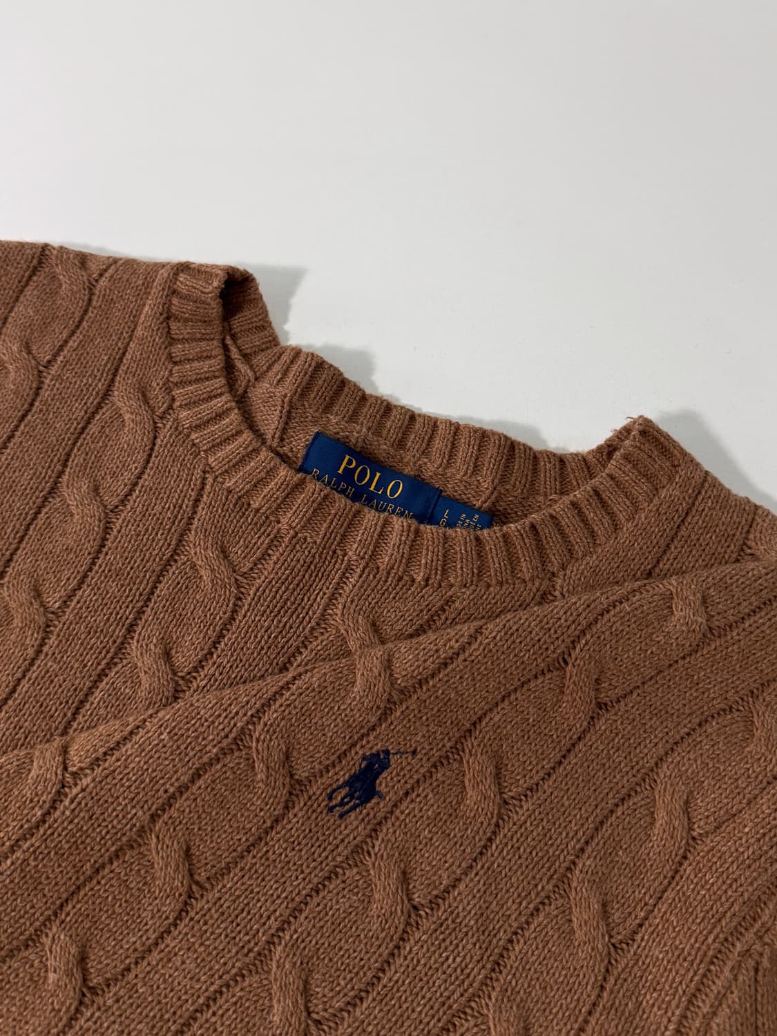 폴로 랄프로렌 루즈핏 신형 카멜 브라운 코튼 꽈배기 니트 상품이미지2
