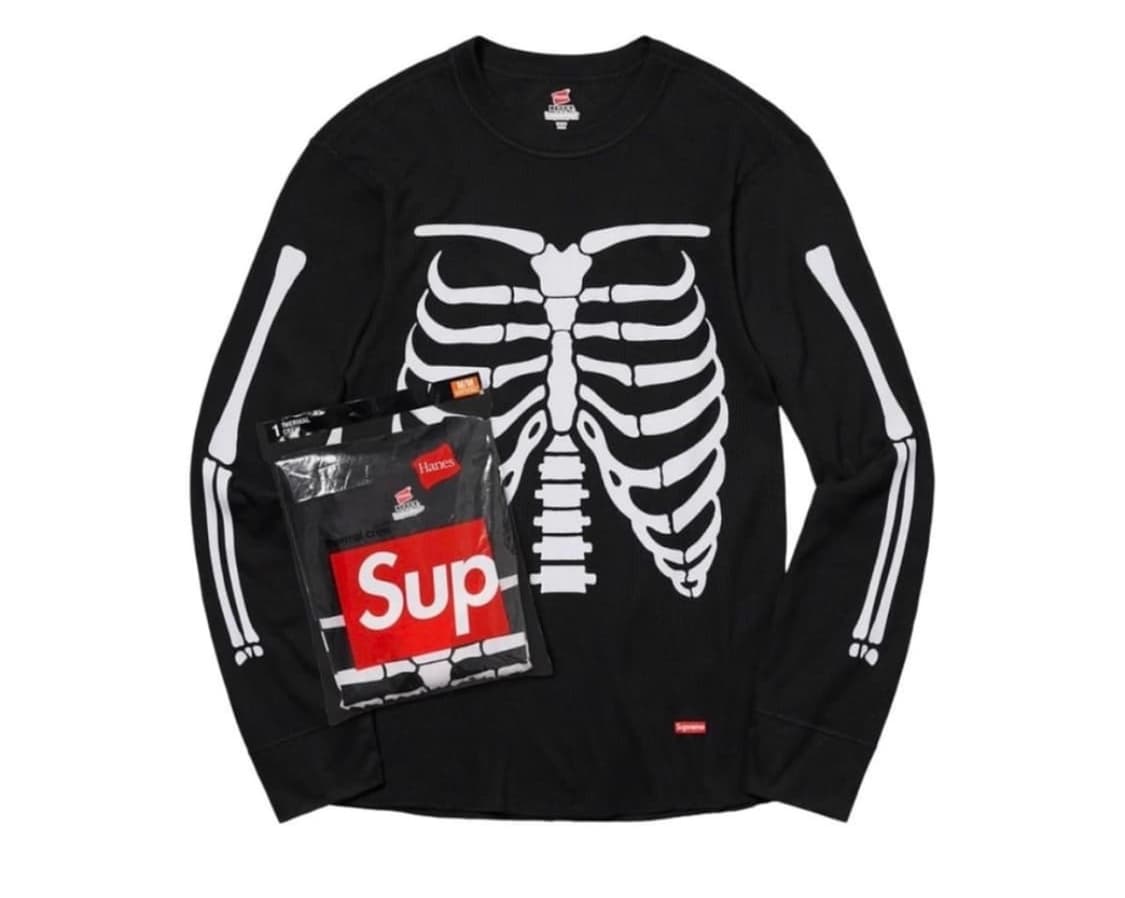 슈프림 헤인즈 본즈 써멀 크루 블랙 L 상품이미지1