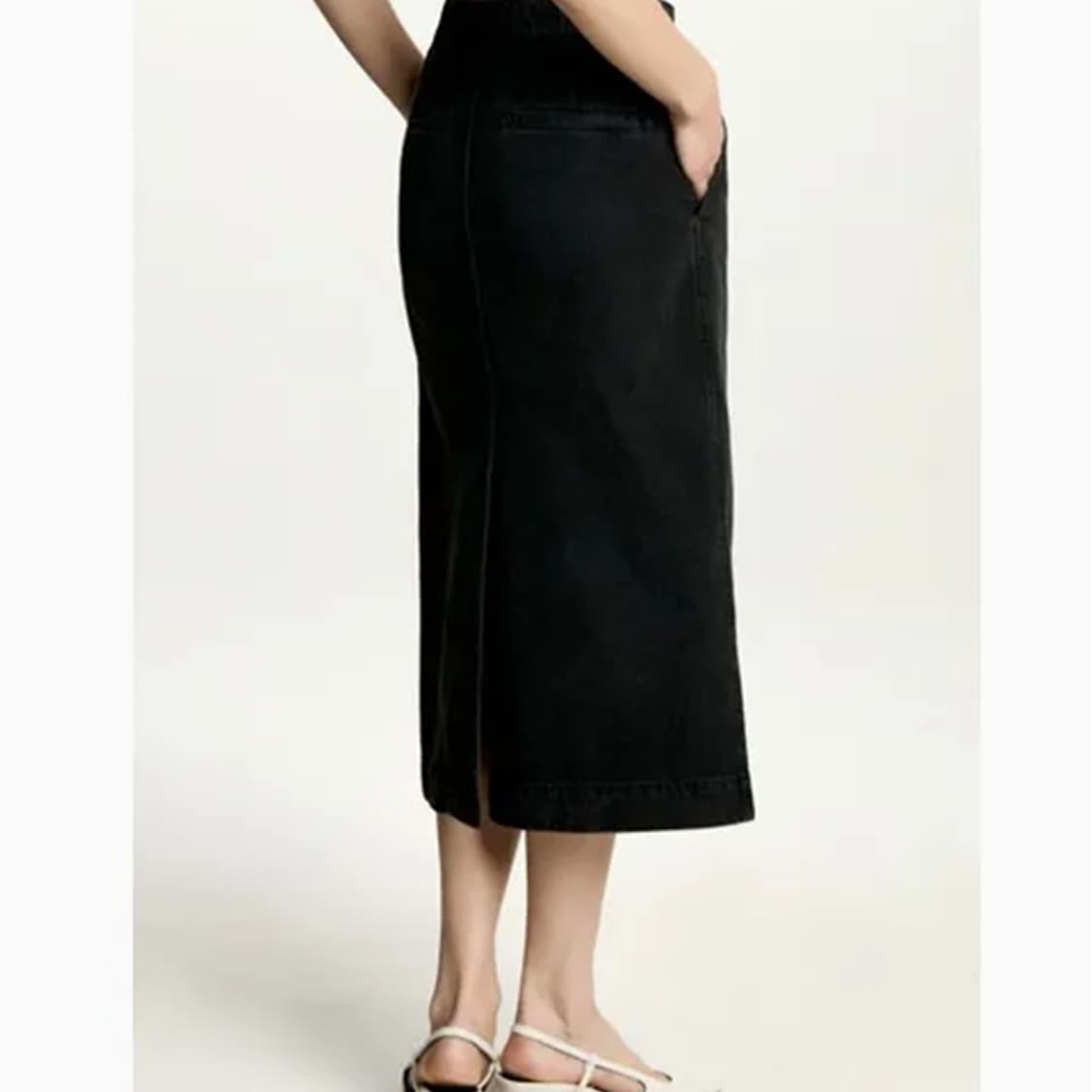 한섬 DKNY H라인 블랙 데님 밴딩 롱 스커트 L 깊은트임 사랑봉봉 상품이미지2