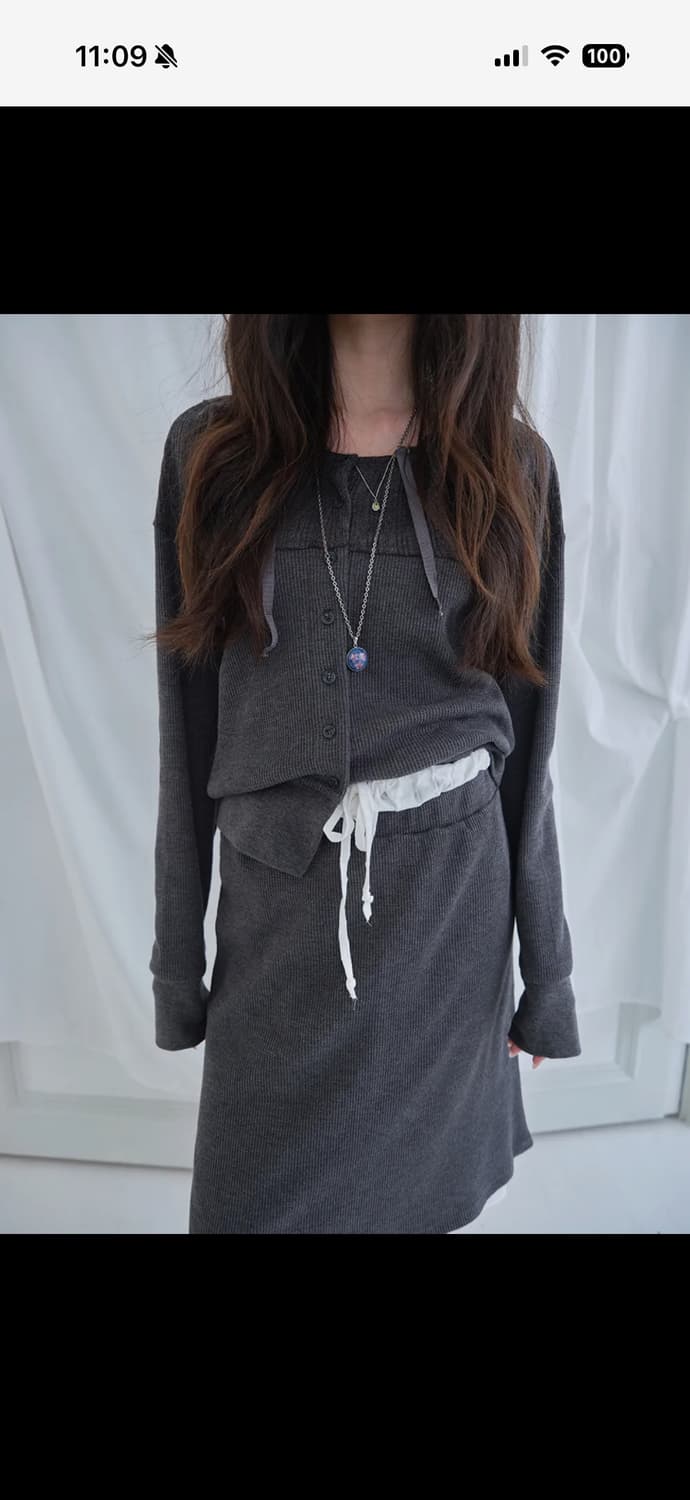 무음 더블 레이어 치마 상품이미지2