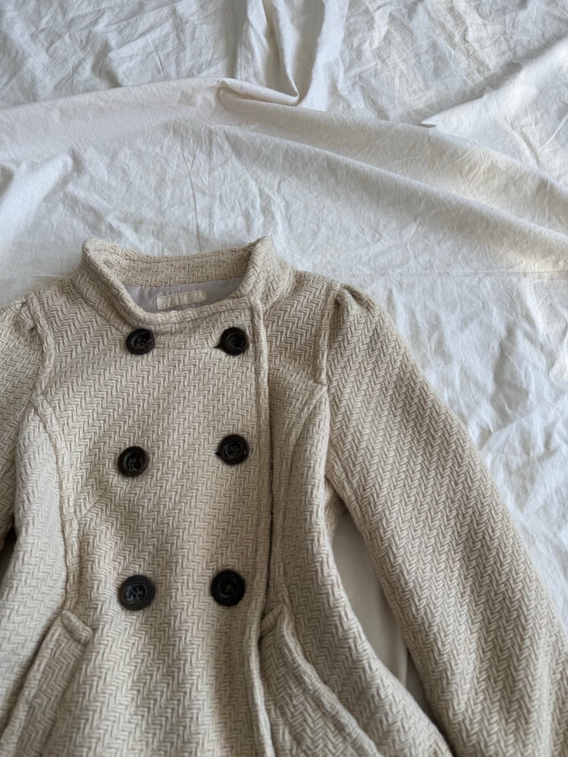 옐로우버터 라떼 갸루 러블리 딱붙 울 하프코트 상품이미지3