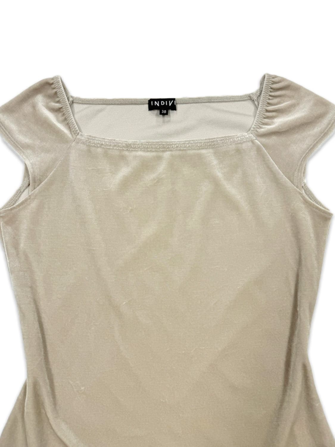 빈티지 INDIVI 아이보리 벨벳 나그랑 반팔티 상품이미지3