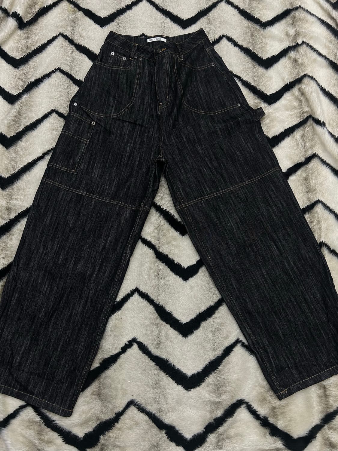 [1]팬시클럽 카펜더 레터링 와이드 데님 팬츠 상품이미지5