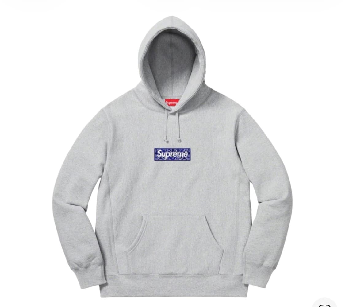 슈프림 반다나 박스로고 후드 그레이 색상 라지 판매 합니다 상품이미지1