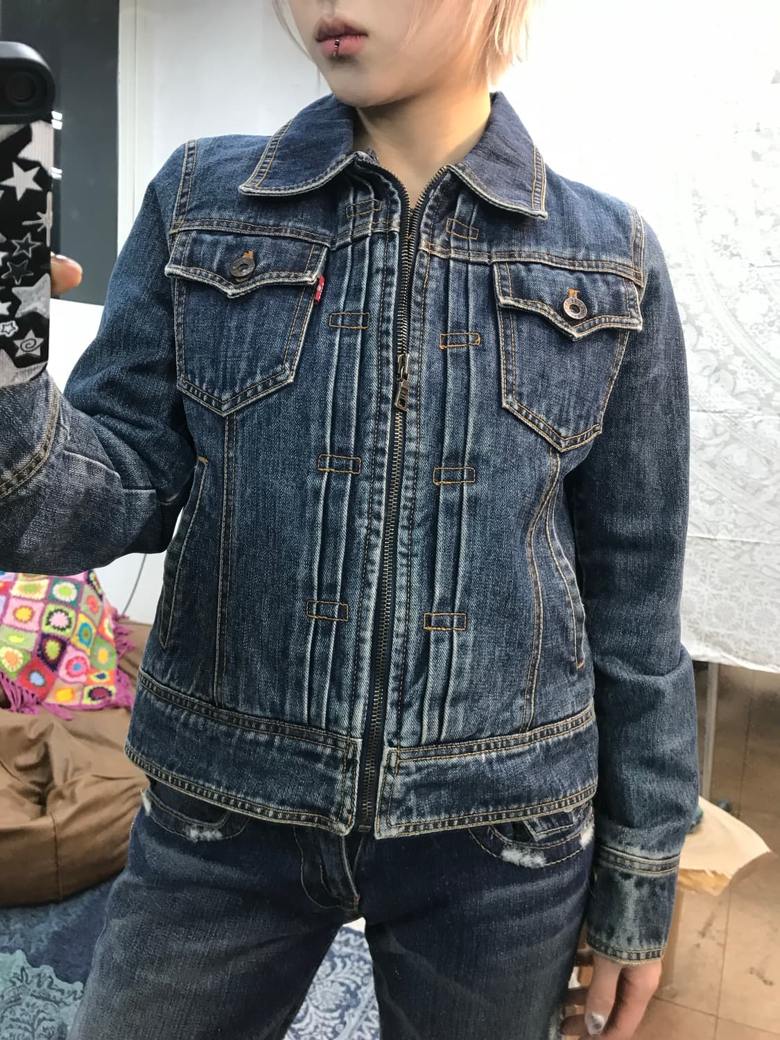 리바이스 여성 데님 누빔 패딩  상품이미지2