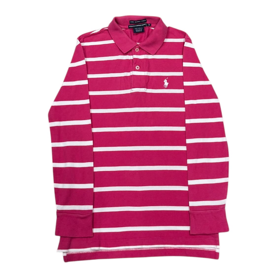 폴로 랄프로렌 핑크 스트라이프 PK 긴팔 카라티 S 상품이미지1