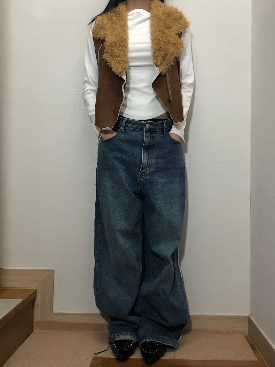 빈티지 브라운 퍼 베스트 상품이미지4