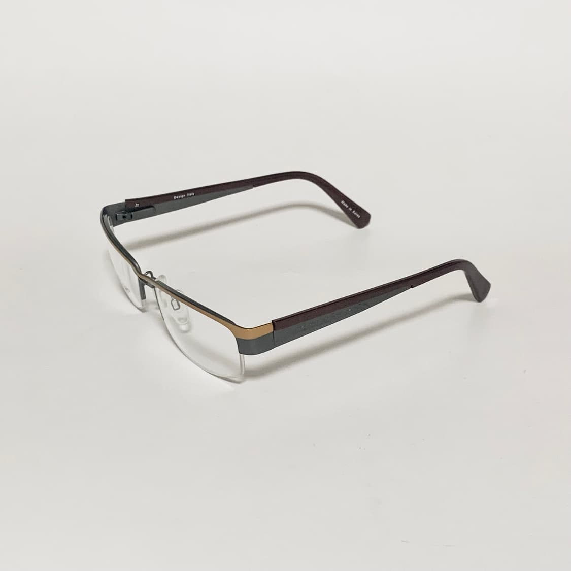 973 오버사이즈 슬림 블루그린/애프리콧 사각 반무테 안경테 픽키 상품이미지3