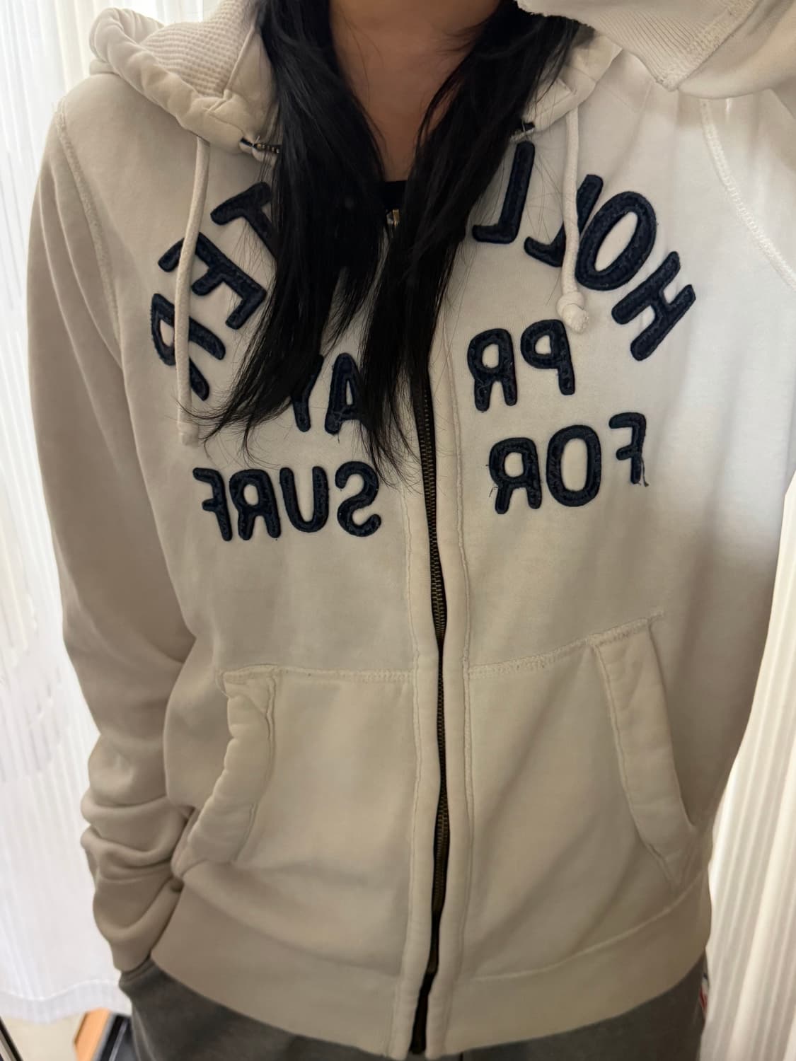 홀리스터 화이트 후드집업 XL 상품이미지1