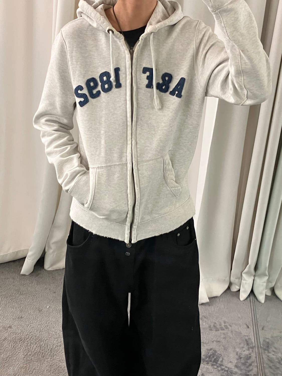 아베크롬비 멜란지 그레이 후드집업 M 상품이미지8