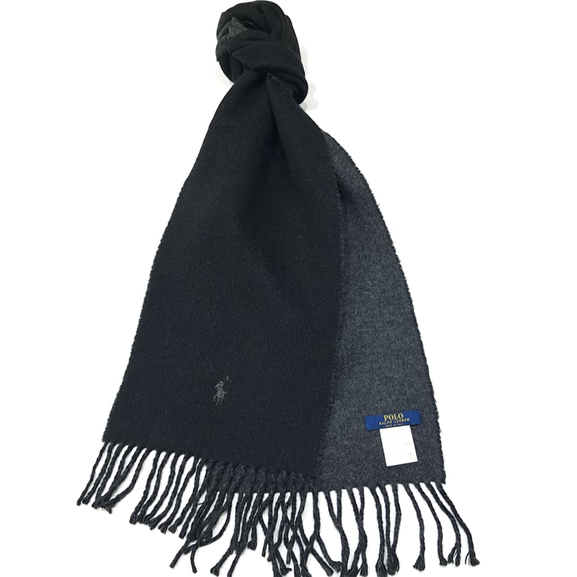 MX508 폴로 90s 이태리판 울 양면 블랙차콜 머플러목도리 상품이미지2